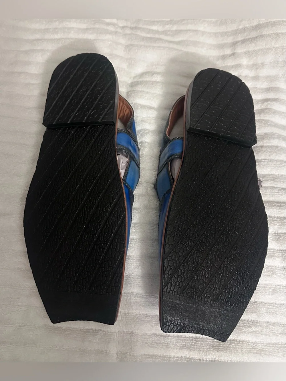 Men's Blue Leather Peshawari  Slingback Sandals..Sz 13